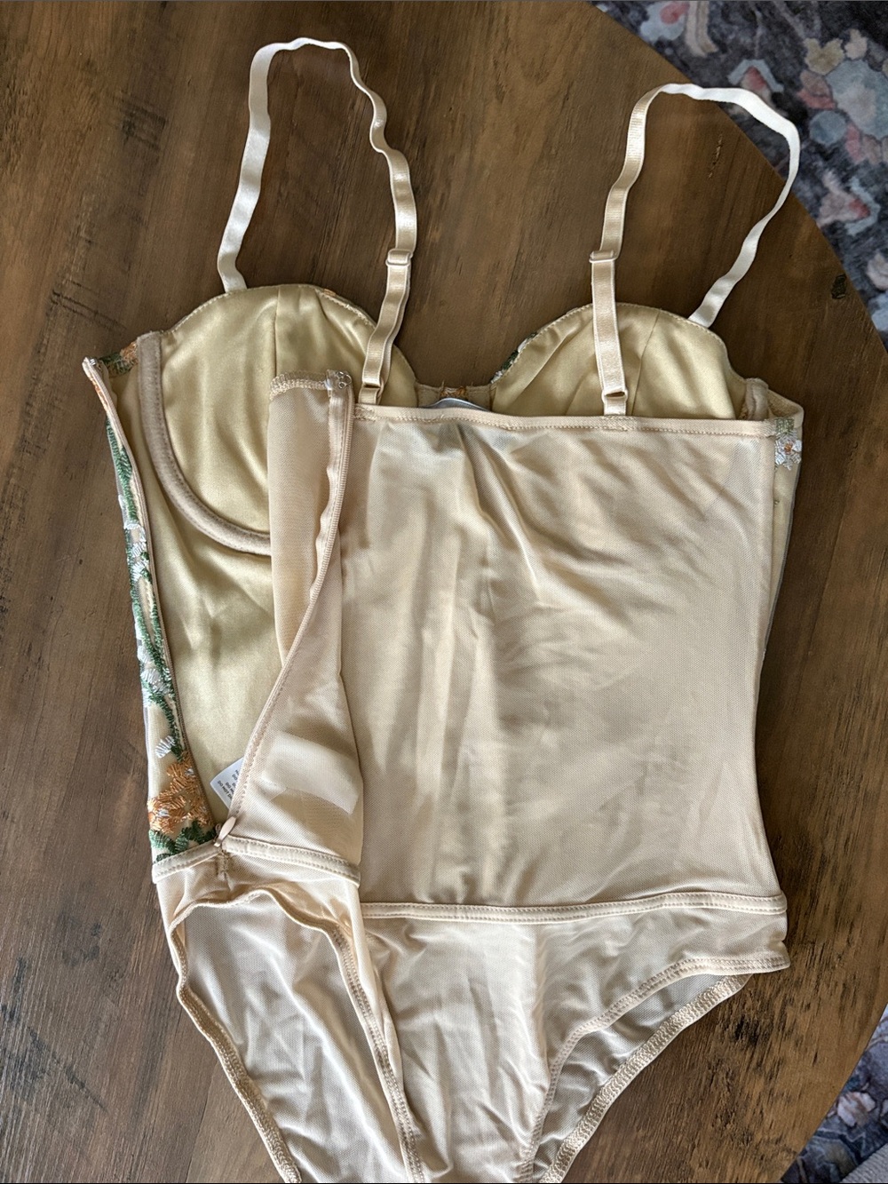 Lulu's Beige Floral Embroidered Bustier Bodysuit - Picture 6 of 11